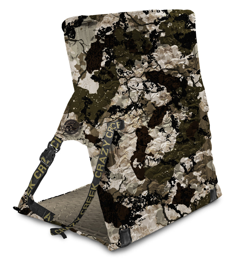 Load image into Gallery viewer, Crazy Creek King’s Camo XK7 HEX 2.0 LongBack Chair, camouflaged chair with extra back support.