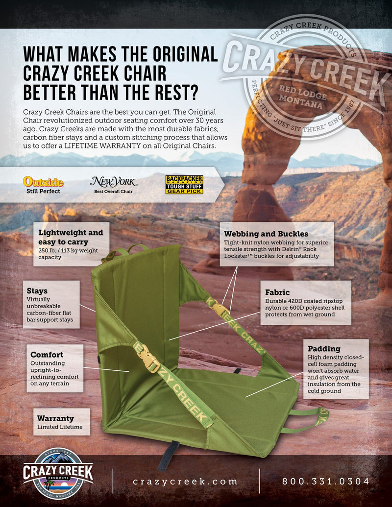 Load image into Gallery viewer, Crazy Creek Original Chair, compact roll-up chair for easy transport.