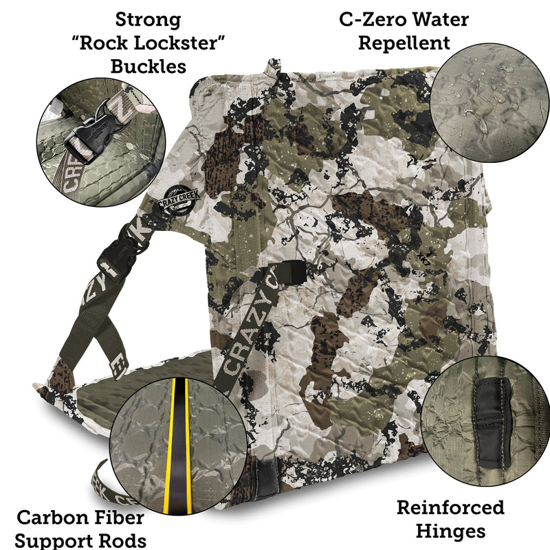 Load image into Gallery viewer, Crazy Creek King’s Camo XK7 HEX 2.0 Original Chair, lightweight and portable seating for outdoors.