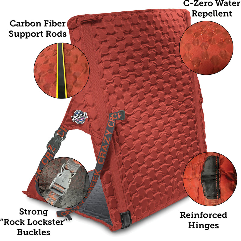 Load image into Gallery viewer, Crazy Creek HEX 2.0 LongBack Chair, compact roll-up design for hiking and backpacking.
