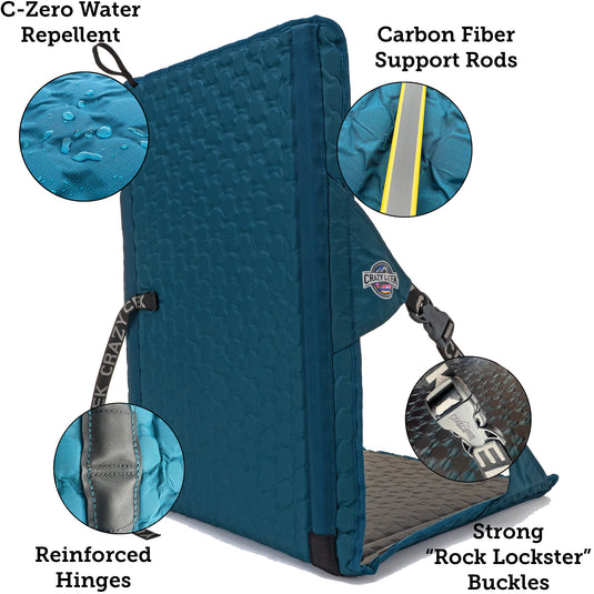 Hex 2.0 Longback Rollable Camping Chair Features - Carbon Fiber Support Rods  Water Repellent - Hinges - Strong Buckles