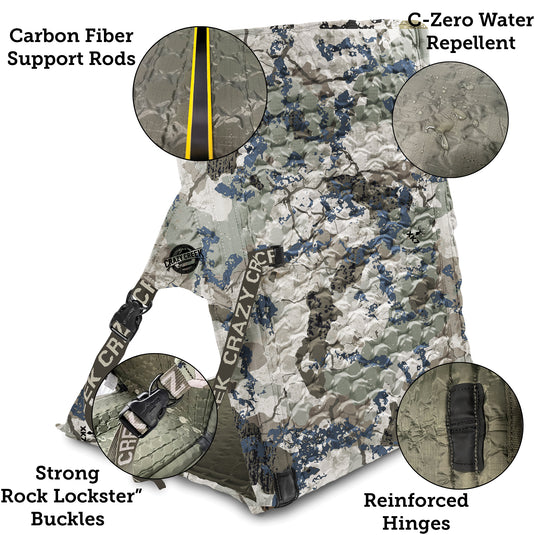 Hex 2.0 Longback Rollable Camping Chair Features - Carbon Fiber Support Rods  Water Repellent - Hinges - Strong Buckles
