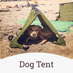 Crazy Creek chair being used as a dog tent with a tiny little cute puppy hiding in the shade