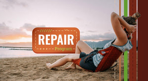 Crazy Repair Program - Woman reclining in her chair on a beach at sunset. 